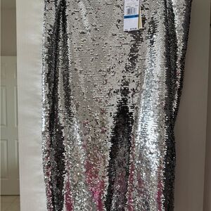 Michael Kors Silver Sequin Pencil Skirt